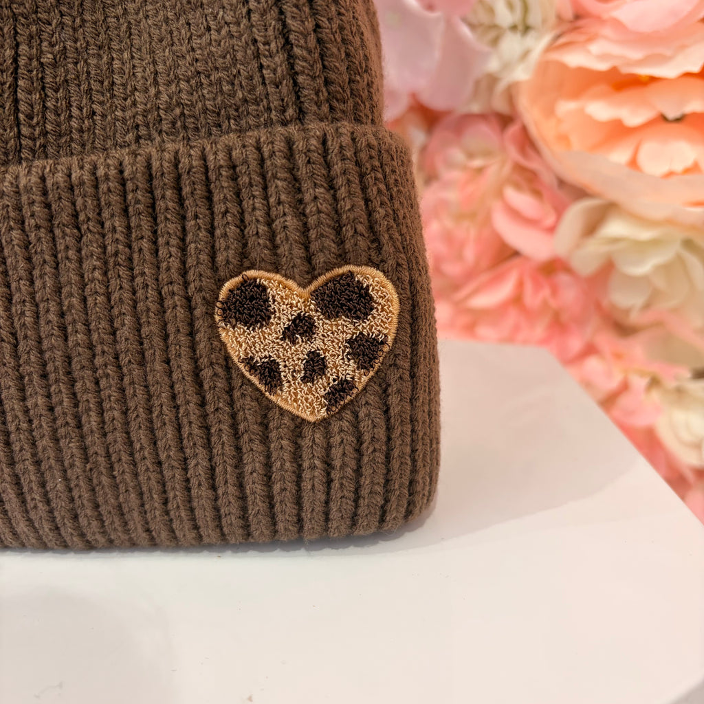 Bonnet coeur léopard