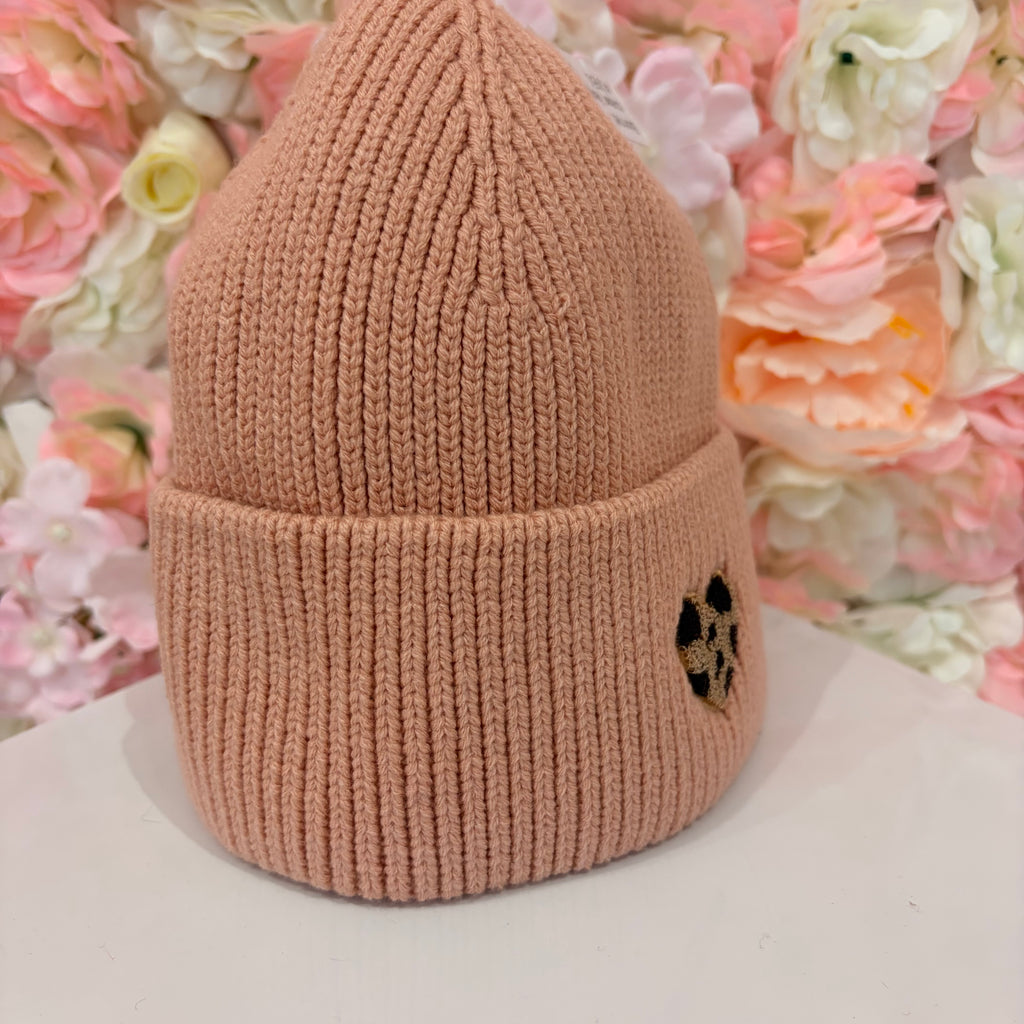 Bonnet coeur léopard