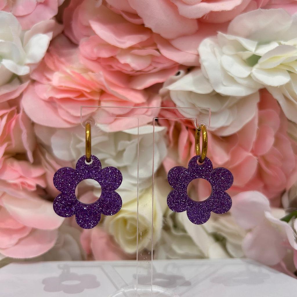 Boucles fleur pailletées