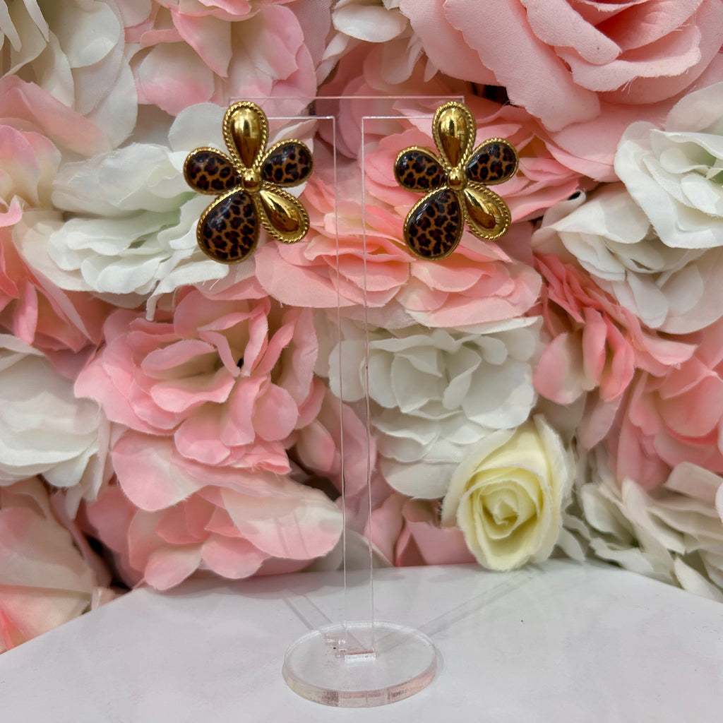 Boucles fleur léopard