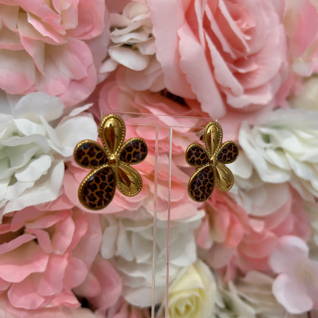 Boucles fleur léopard