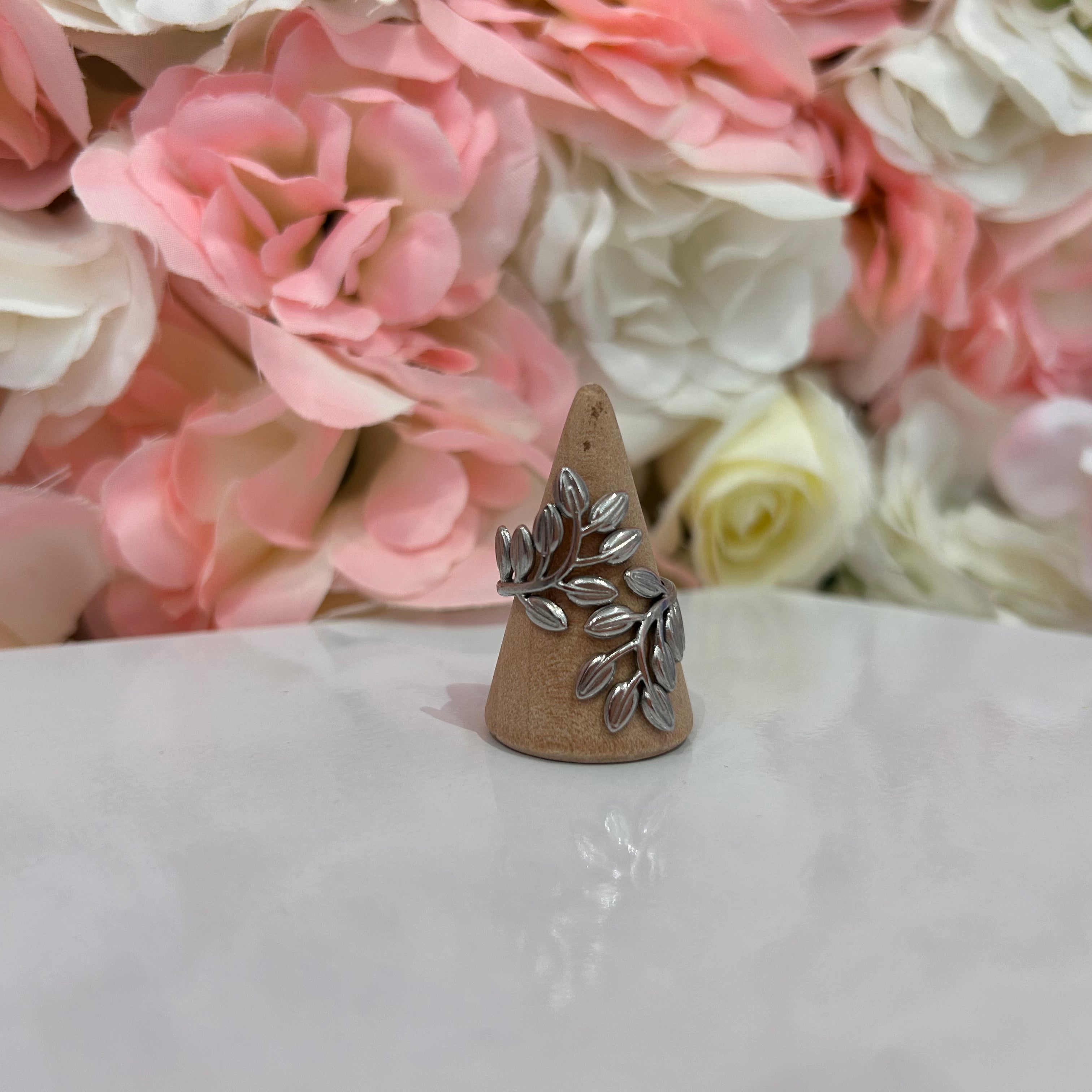 Bague feuille martelée