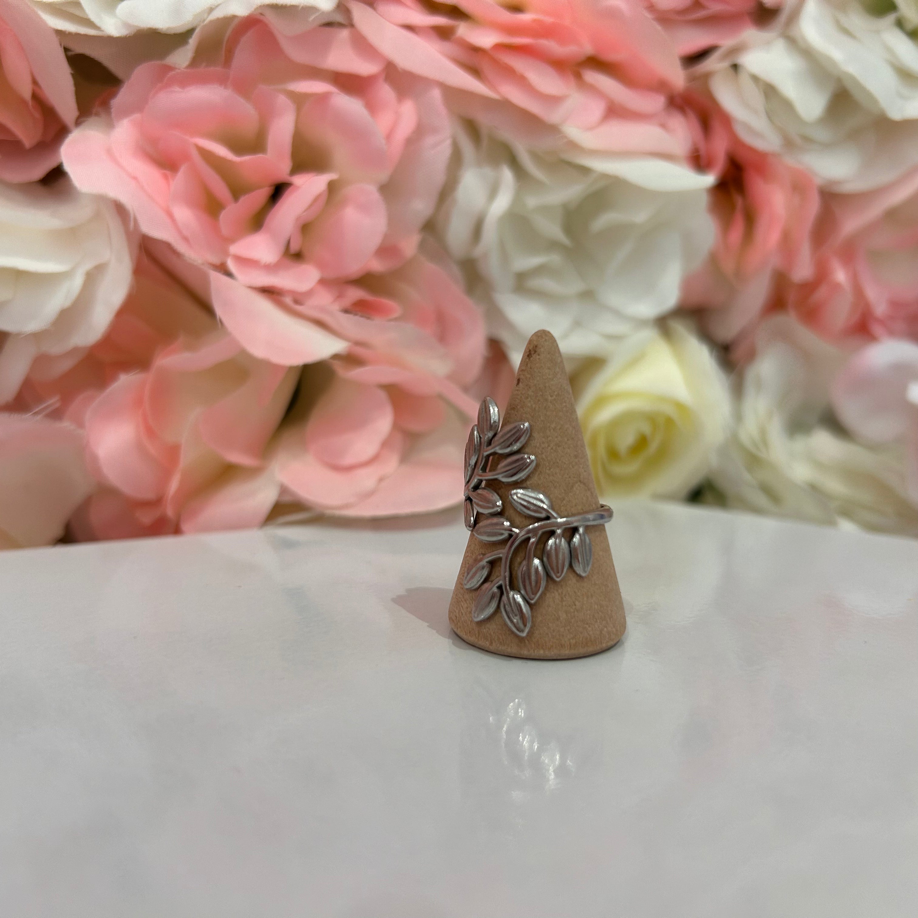 Bague feuille martelée